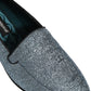 Dolce & Gabbana Blue Glitter Lurex DG Logo Dress Loafers Shoes