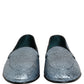 Dolce & Gabbana Blue Glitter Lurex DG Logo Dress Loafers Shoes