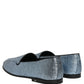Dolce & Gabbana Blue Glitter Lurex DG Logo Dress Loafers Shoes