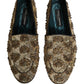 Dolce & Gabbana Gold Sequin Embellished Dress Loafers Shoes