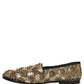 Dolce & Gabbana Gold Sequin Embellished Dress Loafers Shoes