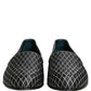 Dolce & Gabbana Black Velvet Diamond Stitched Loafers Shoes