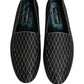 Dolce & Gabbana Black Velvet Diamond Stitched Loafers Shoes