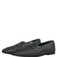 Dolce & Gabbana Black Velvet Diamond Stitched Loafers Shoes