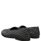 Dolce & Gabbana Black Velvet Diamond Stitched Loafers Shoes