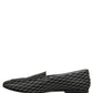 Dolce & Gabbana Black Velvet Diamond Stitched Loafers Shoes