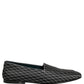 Dolce & Gabbana Black Velvet Diamond Stitched Loafers Shoes