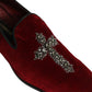 Dolce & Gabbana Maroon Suede Cross Slip On Dress Loafers Shoes