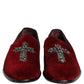 Dolce & Gabbana Maroon Suede Cross Slip On Dress Loafers Shoes