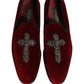 Dolce & Gabbana Maroon Suede Cross Slip On Dress Loafers Shoes