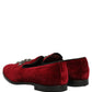 Dolce & Gabbana Maroon Suede Cross Slip On Dress Loafers Shoes