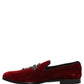 Dolce & Gabbana Maroon Suede Cross Slip On Dress Loafers Shoes