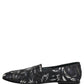 Dolce & Gabbana Black Leaf Embroidery Dress Men Loafers Shoes
