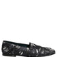 Dolce & Gabbana Black Leaf Embroidery Dress Men Loafers Shoes