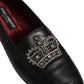 Dolce & Gabbana Black Leather Crown Embellished Loafers Shoes