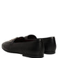 Dolce & Gabbana Black Leather Crown Embellished Loafers Shoes