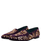 Dolce & Gabbana Violet Velvet Floral Embroidery Loafers Shoes