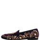Dolce & Gabbana Violet Velvet Floral Embroidery Loafers Shoes