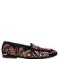 Dolce & Gabbana Violet Velvet Floral Embroidery Loafers Shoes