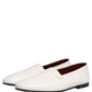 Dolce & Gabbana White Leather Logo Slip On Men Loafers Shoes