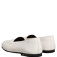 Dolce & Gabbana White Leather Logo Slip On Men Loafers Shoes