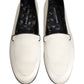 Dolce & Gabbana White Satin Logo Slip On Flats Loafers Shoes