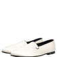 Dolce & Gabbana White Satin Logo Slip On Flats Loafers Shoes