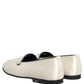 Dolce & Gabbana White Satin Logo Slip On Flats Loafers Shoes