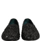 Dolce & Gabbana Black Velvet Embroidered Dress Loafers Shoes