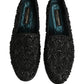 Dolce & Gabbana Black Velvet Embroidered Dress Loafers Shoes