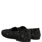 Dolce & Gabbana Black Velvet Embroidered Dress Loafers Shoes