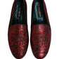Dolce & Gabbana Red Floral Jacquard Slip On Loafers Shoes