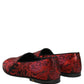 Dolce & Gabbana Red Floral Jacquard Slip On Loafers Shoes