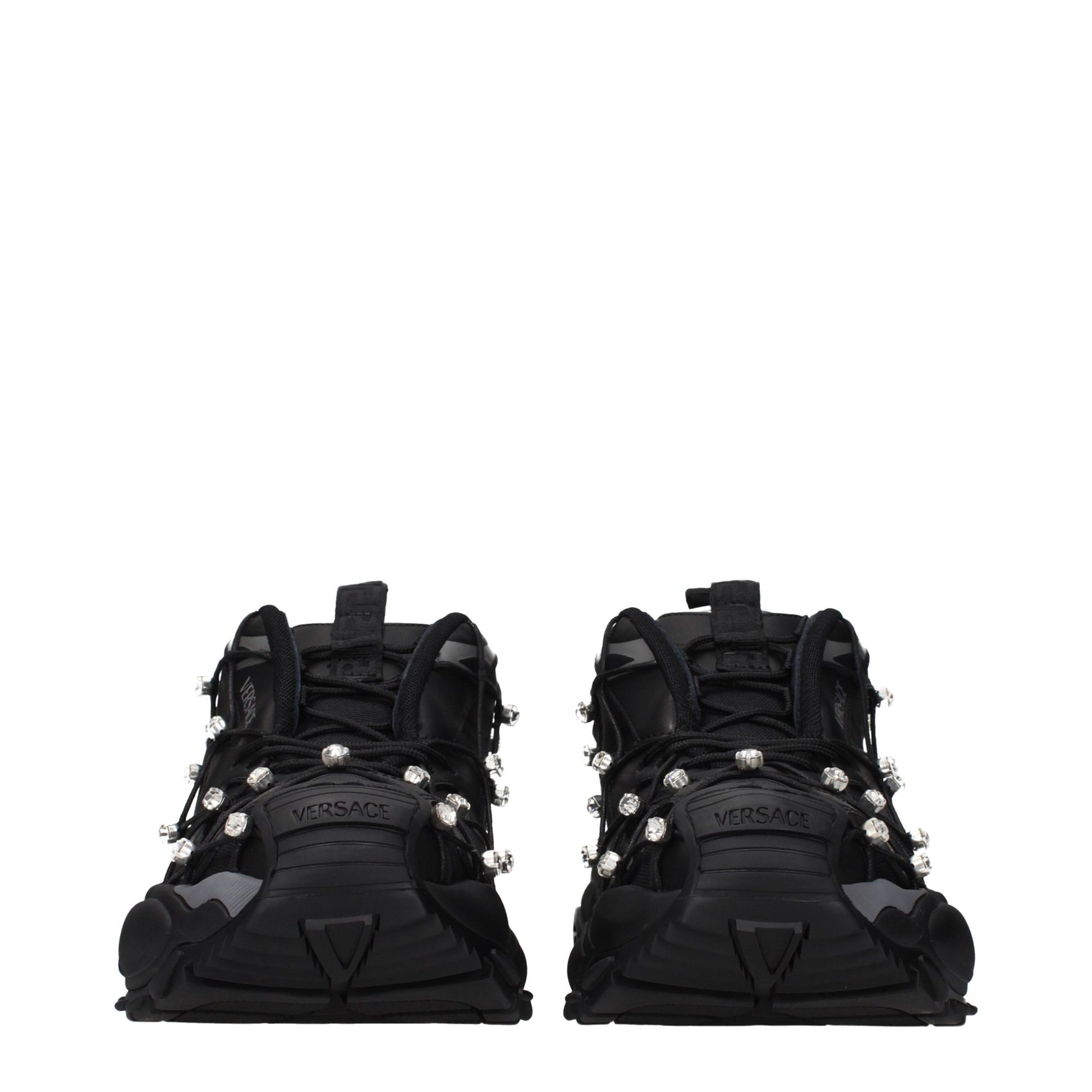 Versace Black Fabric Chunky Sneakers