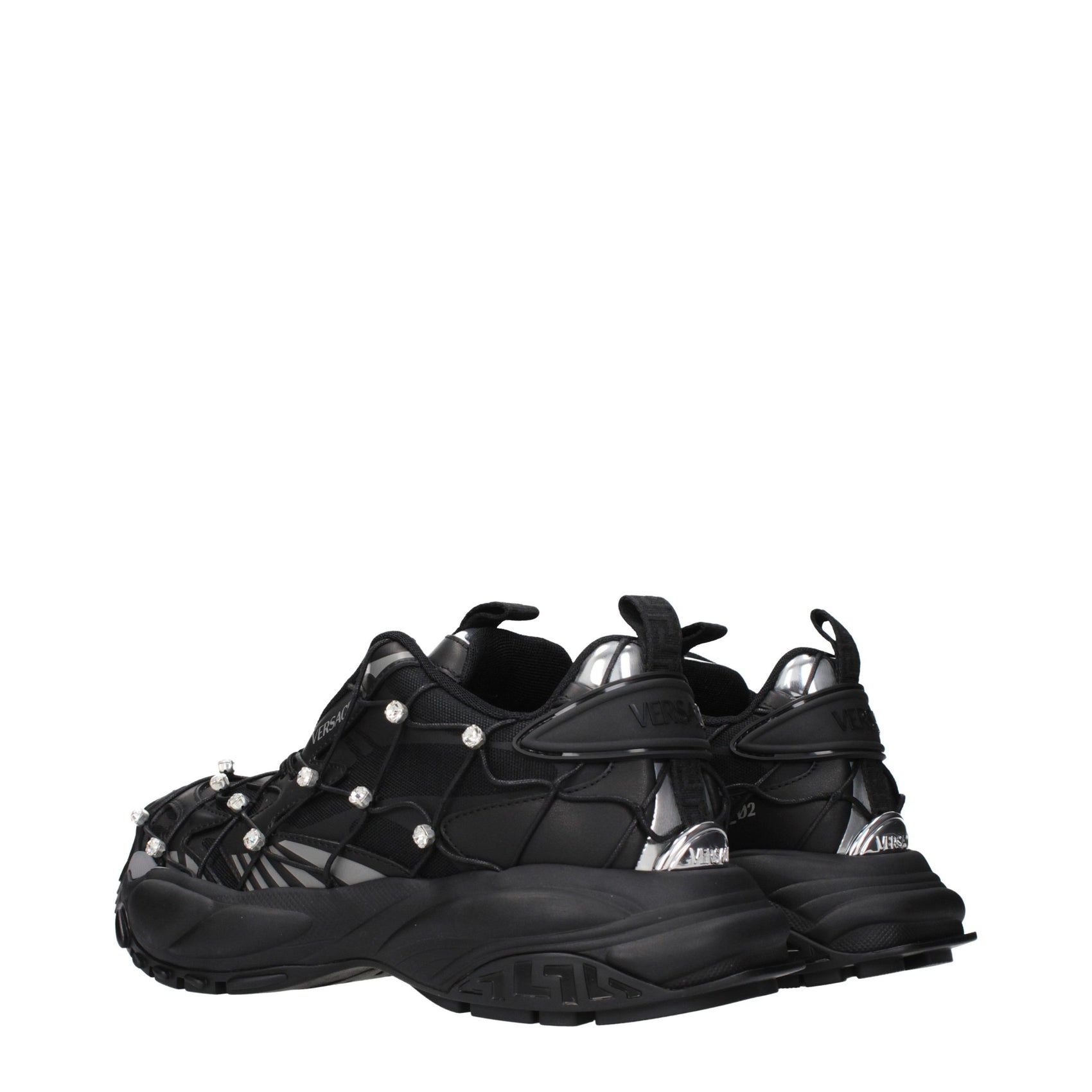Versace Black Fabric Chunky Sneakers