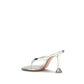 Amina Muaddi Silver Calf Leather Bos Taurus Stiletto Heel Sandals