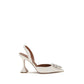 Amina Muaddi White Calf Leather Bos Taurus High Heel Pumps