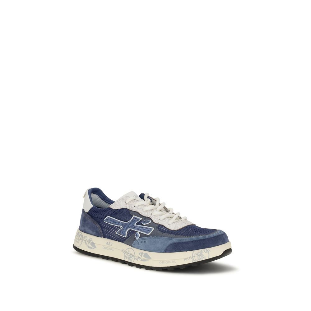 Premiata Blue Calf Leather Bos Taurus Low Top Sneakers