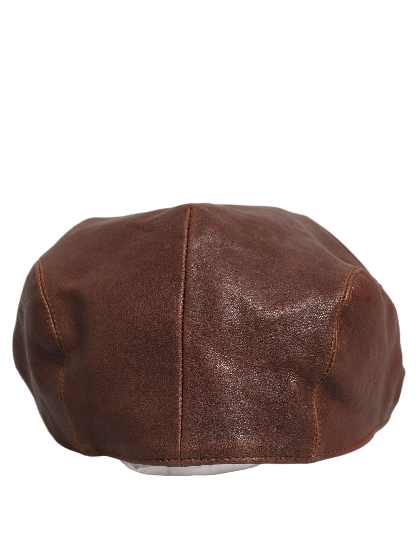 Dolce & Gabbana Men Brown Lamb Leather Newsboy Cloth Capello Hat