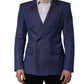 Dolce & Gabbana Blue Wool Double Breasted Men Blazer Jacket