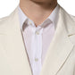 Dolce & Gabbana Off White Flax Single Breasted Blazer Jacket
