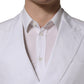 Dolce & Gabbana White Cotton Double Breasted Blazer Jacket