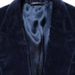 Dolce & Gabbana Blue Velvet Single Breasted Blazer Jacket