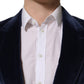Dolce & Gabbana Blue Velvet Single Breasted Blazer Jacket
