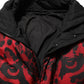 Dolce & Gabbana Red Black Reversible Animal Print Puffer Coat Jacket