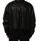 Dolce & Gabbana Black Leather Full Zip Men Biker Jacket