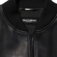Dolce & Gabbana Black Leather Full Zip Men Biker Jacket