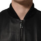 Dolce & Gabbana Black Leather Full Zip Men Biker Jacket