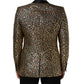 Dolce & Gabbana Gold Leopard Single Breasted Men Coat Jacket