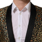 Dolce & Gabbana Gold Leopard Single Breasted Men Coat Jacket